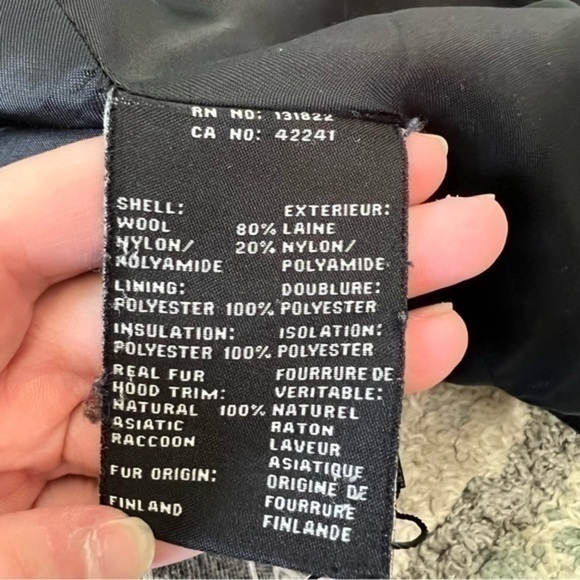 SAM Parka Womens size small Black Campus Jacket Wool Blend Hooded Fur Collar - Picture 13 of 15